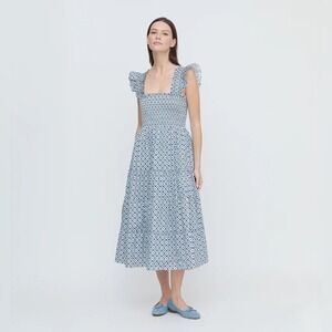Hill House Home The Ellie Nap Dress - Navy Circular Lattice Size‎ XS NWT